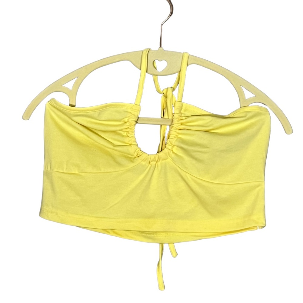 Romwe Women’s Yellow Halter Crop Top